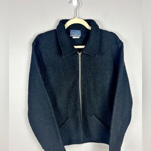 DANIEL HECHTER 100% Boiled Wool Jacket Black Size Medium Spring Fall Casual